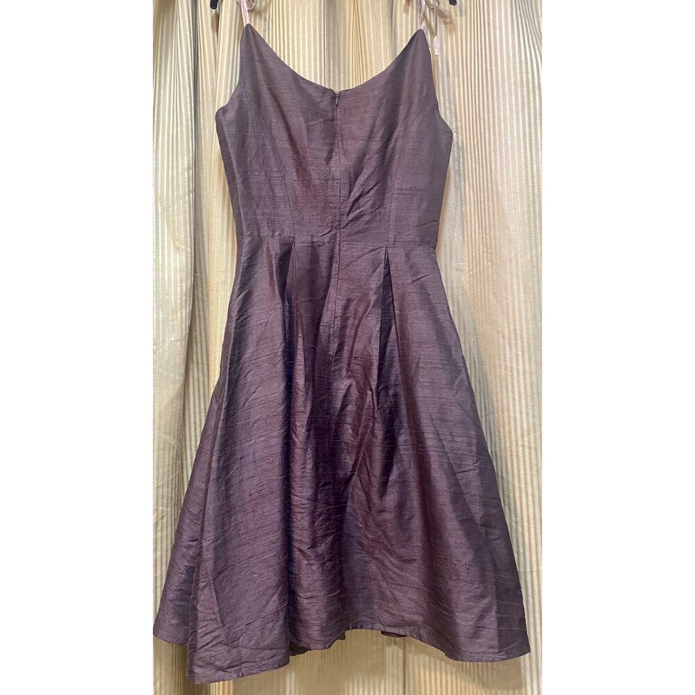 Lena Medoyeff Silk Midi Dress Women's Size SM Brown Pink Tie Straps - Picture 6 of 11
